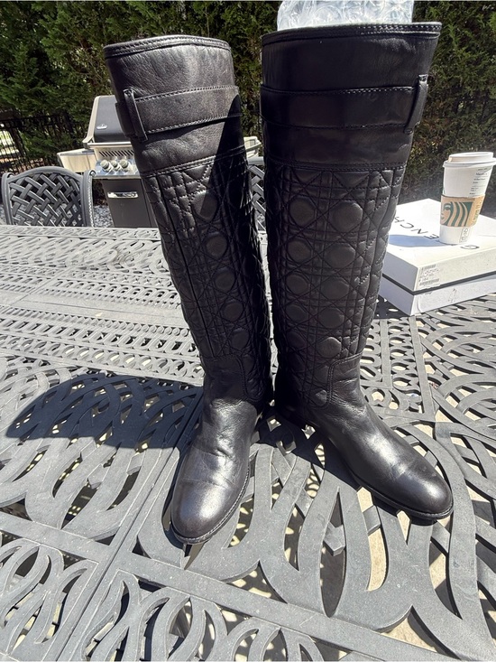 Dior Shoes - Dior Black Quilted Leather Riding Boots - size 8.5